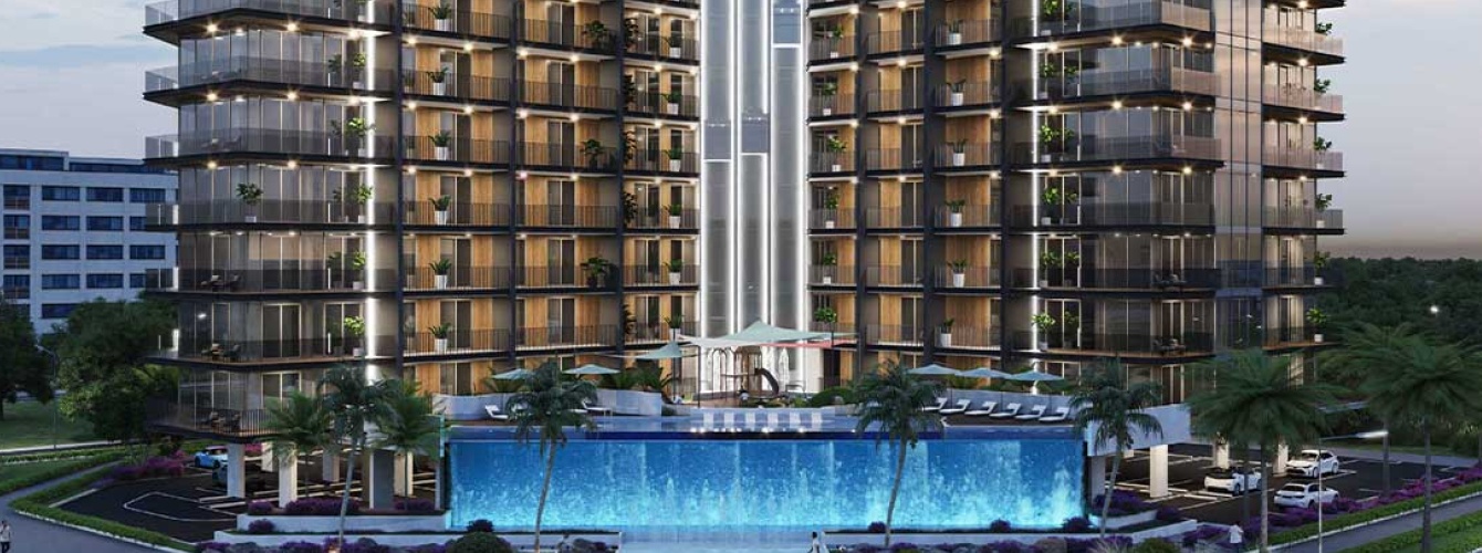 Привлечение покупателей водопадом на фасаде нового здания в Дубае